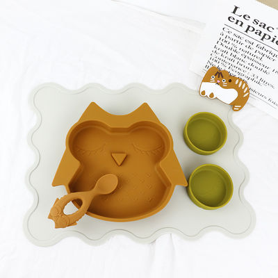 Style chouette marron Plaque d'aspiration en silicone pour fonctionnel multi d'enfants d'enfant en bas âge