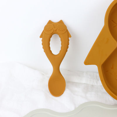Style chouette marron Plaque d'aspiration en silicone pour fonctionnel multi d'enfants d'enfant en bas âge