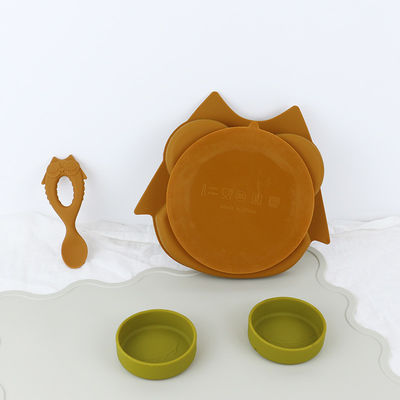 Style chouette marron Plaque d'aspiration en silicone pour fonctionnel multi d'enfants d'enfant en bas âge