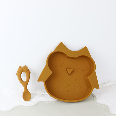 Style chouette marron Plaque d'aspiration en silicone pour fonctionnel multi d'enfants d'enfant en bas âge