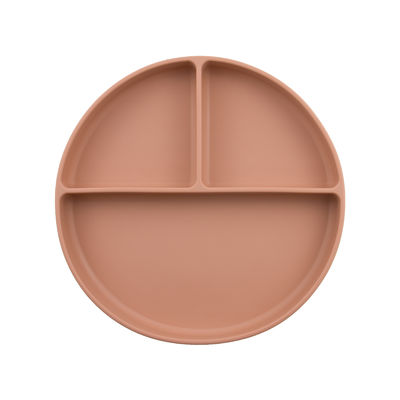 Assiette de bébé en silicone à aspiration de forme ronde pour l'alimentation des tout-petits