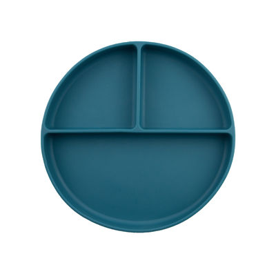 Assiette de bébé en silicone à aspiration de forme ronde pour l'alimentation des tout-petits
