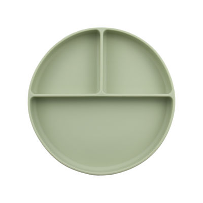 Assiette de bébé en silicone à aspiration de forme ronde pour l'alimentation des tout-petits