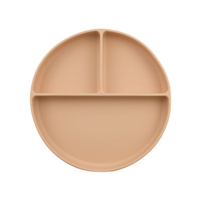 Assiette de bébé en silicone à aspiration de forme ronde pour l'alimentation des tout-petits