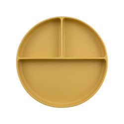 Assiette de bébé en silicone à aspiration de forme ronde pour l'alimentation des tout-petits