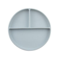 Assiette de bébé en silicone à aspiration de forme ronde pour l'alimentation des tout-petits