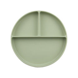 Assiette de bébé en silicone à aspiration de forme ronde pour l'alimentation des tout-petits