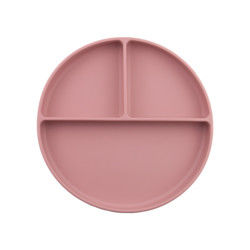 Assiette de bébé en silicone à aspiration de forme ronde pour l'alimentation des tout-petits