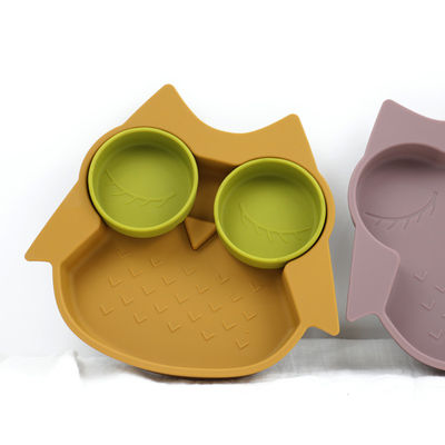 Owl Shape Silicone Baby Suction plaquent BPA non toxique libre avec la couleur de Pantone