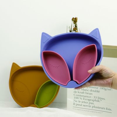 Ensemble écologique de vaisselle de silicone de plat d'aspiration de silicone de bébé pour l'alimentation d'enfant en bas âge