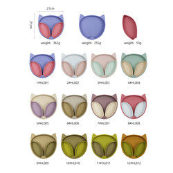 Ensemble écologique de vaisselle de silicone de plat d'aspiration de silicone de bébé pour l'alimentation d'enfant en bas âge