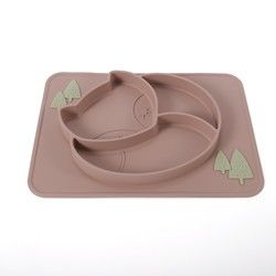 Le silicone d'enfant en bas âge divisé par aspiration plaque doucement avec adaptent le logo aux besoins du client