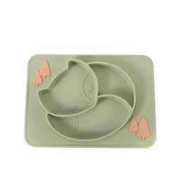 Le silicone d'enfant en bas âge divisé par aspiration plaque doucement avec adaptent le logo aux besoins du client