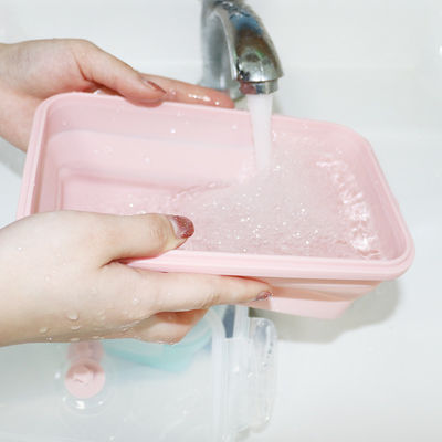 Viable pliable de gamelle pliante de silicone de catégorie comestible avec le couvercle