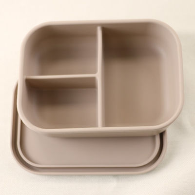 3 conteneurs de déjeuner de silicone de compartiment, silicone réutilisable Bento Lunch Box Leak Proof
