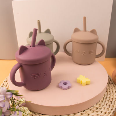 Tasse Cat Kitten Animal Style écologique de silicone d'enfant en bas âge de catégorie comestible