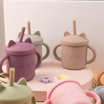 Tasse Cat Kitten Animal Style écologique de silicone d'enfant en bas âge de catégorie comestible