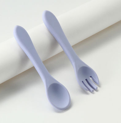Fourchettes et cuillères faites sur commande de silicone, ensemble d'aliments pour bébés de silicone pour la formation de sevrage d'enfant en bas âge