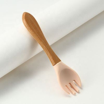 Catégorie comestible les fourchettes et les cuillères de silicone résistantes à la chaleur avec la poignée en bois