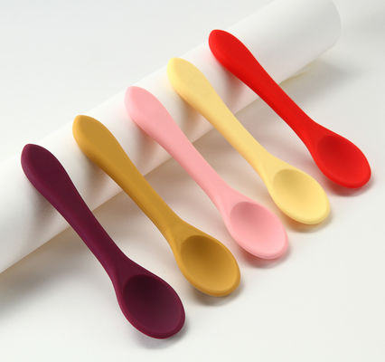 Fourchettes et cuillères de silicone d'ODM d'OEM viables pour l'alimentation de bébé