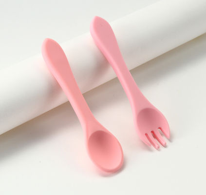 Fourchettes et cuillères de silicone d'ODM d'OEM viables pour l'alimentation de bébé