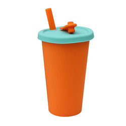 Tasse portative d'enfants de silicone de preuve chaude pour le jus 300ml 350ml de lait de thé