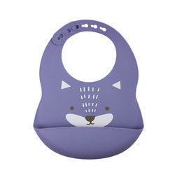 Bavoir imprimé imperméable de silicone d'enfant en bas âge nouveau-né avec le receveur de nourriture non toxique