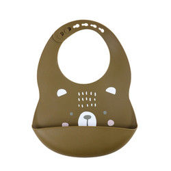 Bavoir imprimé imperméable de silicone d'enfant en bas âge nouveau-né avec le receveur de nourriture non toxique