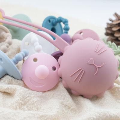 Support de poche de Cat Kitty Shape Silicone Pacifier Case pour l'enfant en bas âge de bébé faisant ses dents des tétines