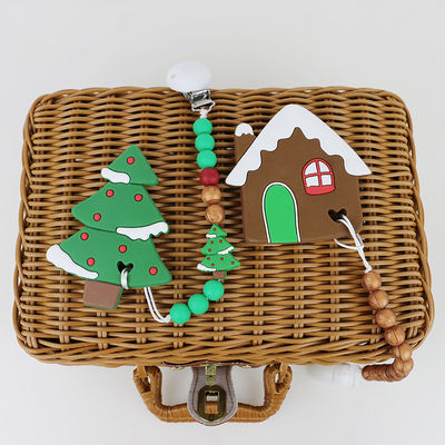 Arbre de Noël de silicone de DIY Teether, perles en caoutchouc molles sûres pour la dentition