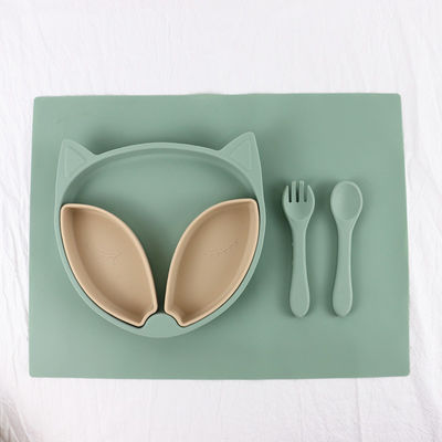 Non cuvette imperméable de bébé de silicone de glissement réglée avec le logo adapté aux besoins du client