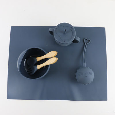 Non cuvette imperméable de bébé de silicone de glissement réglée avec le logo adapté aux besoins du client
