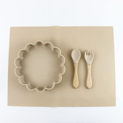 L'ensemble de vaisselle de silicone de catégorie comestible, aspiration de silicone a divisé le plat imperméable