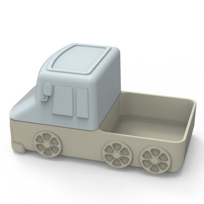 La voiture mignonne de plat d'aspiration de silicone de bande dessinée forment pour le bébé mangeant de la nourriture