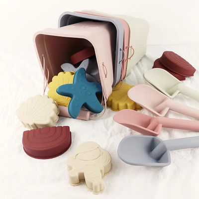 Jouet de flottement de sable de 6 de morceau de silicone de plage de Toy Set Bucket Colorful For de l'eau de divertissement de silicone étoiles de mer de moules