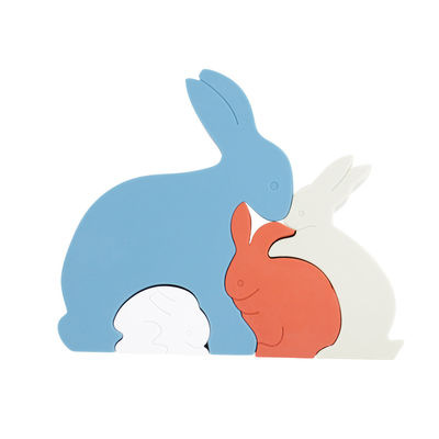 Puzzle de Bunny Rabbit Silicone Toddler Jigsaw écologique pour le bébé