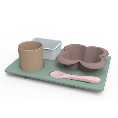 La cuvette de silicone de forme de fleur a placé incassable pour l'alimentation des enfants de bébé