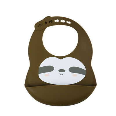 Coutume de bavoir de silicone de bébé de couleur de Pantone avec l'impression animale mignonne de paresse
