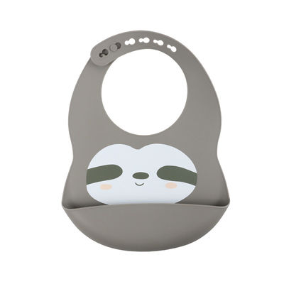 Coutume de bavoir de silicone de bébé de couleur de Pantone avec l'impression animale mignonne de paresse