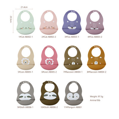 Résistant à l'eau doux libre de bavoir de bébé de silicone de BPA avec imprimer le modèle animal