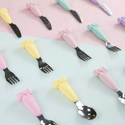 Le bavoir d'ensemble de vaisselle de silicone de sevrage de Geschirr de bébé plaquent la fourchette de couteau de cuillère d'acier inoxydable