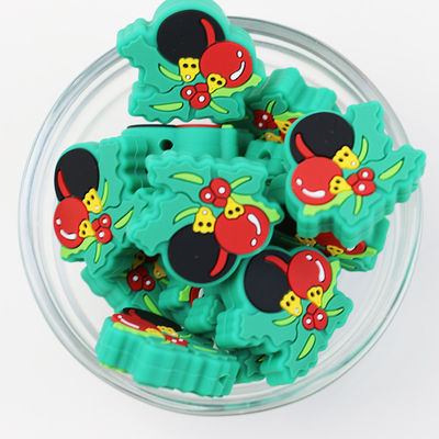 Perles écologiques libres focales des perles BPA DIY de silicone fait sur commande de Noël pour des keychains de stylo