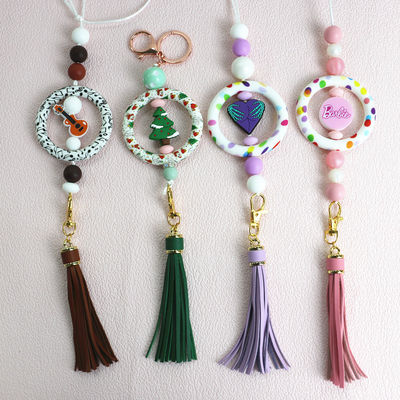 Conception imprimée personnalisée du fabricant en couleurs sur toutes les perles de l'anneau pour les décorations de porte-clés
