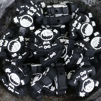 bas silicone mignon bon marché en gros de la bande dessinée DIY de MOQ faisant ses dents des perles pour des keychains de stylos