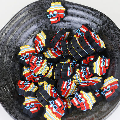 bas silicone mignon bon marché en gros de la bande dessinée DIY de MOQ faisant ses dents des perles pour des keychains de stylos