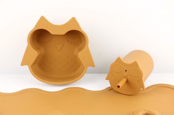 Couvercle en silicone en 3D, ensemble de vaisselle pour bébé en silicone léger