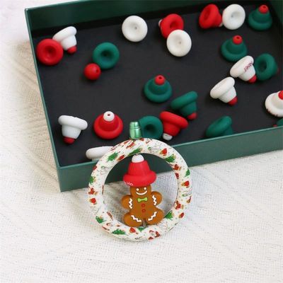 Les perles en silicone O Ring sont sûres et non toxiques Chapeau de Noël en silicone 3D Perles pour enfants enfants stylo à perles bricolage