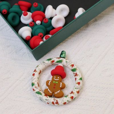 Les perles en silicone O Ring sont sûres et non toxiques Chapeau de Noël en silicone 3D Perles pour enfants enfants stylo à perles bricolage