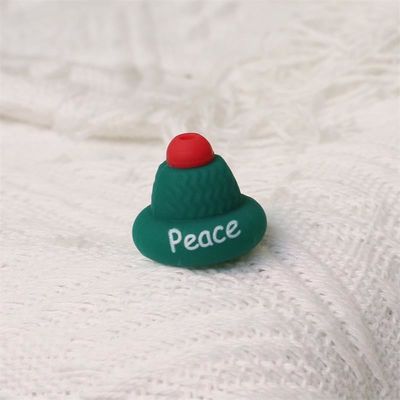 Vente en gros de perles de silicone 100% sûres et sans BPA avec des focaux de chapeau de Noël 3D - non toxique