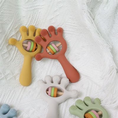 ODM Jouets en silicone pour bébés Groupe d'âge Bébés Enfants Enfants Rattle Forme de paume